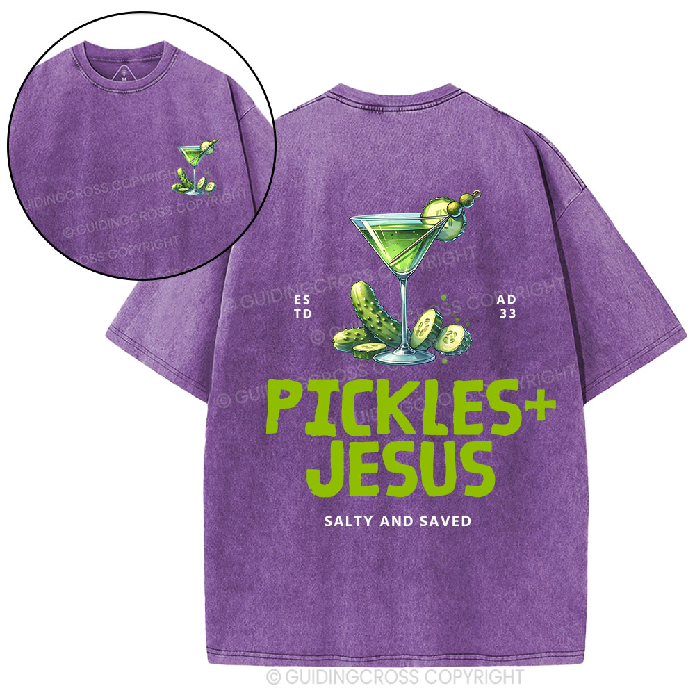 Pickles Jesus Salty And Saved Christian Washed T-shirt