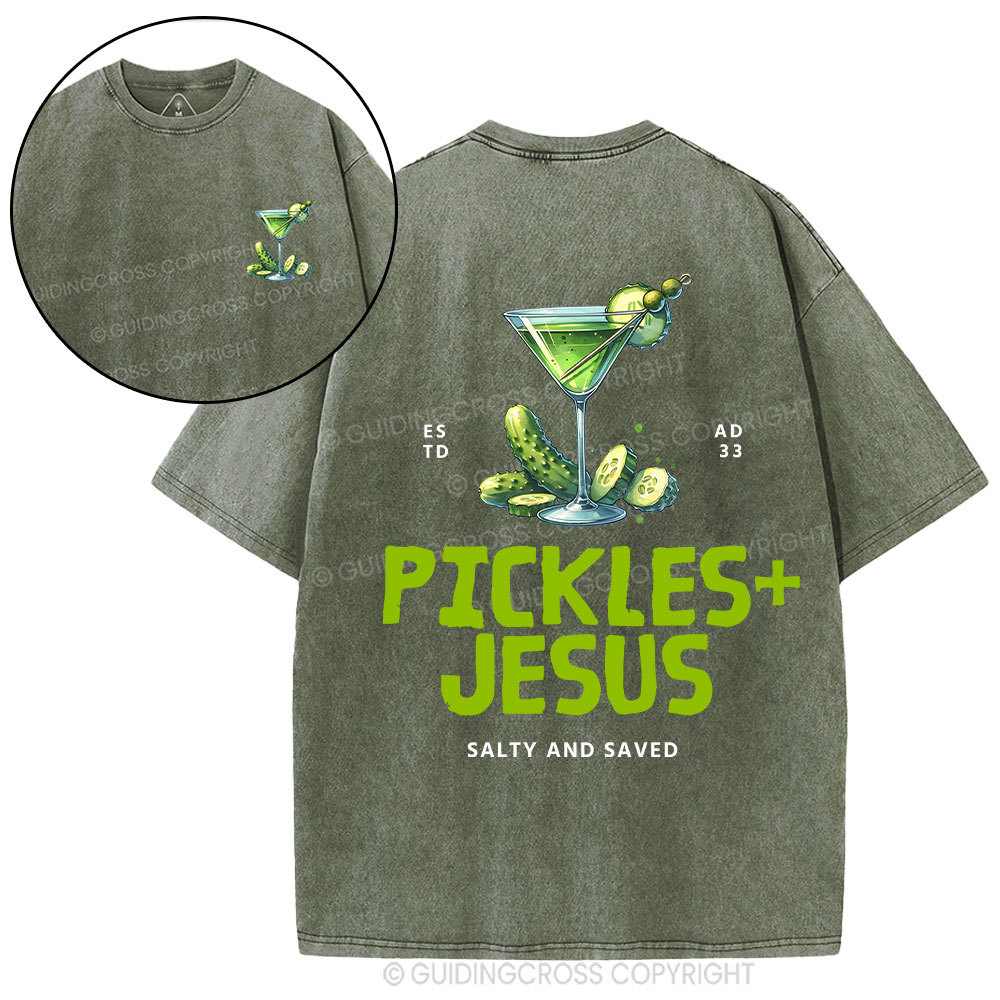 Pickles Jesus Salty And Saved Christian Washed T-shirt