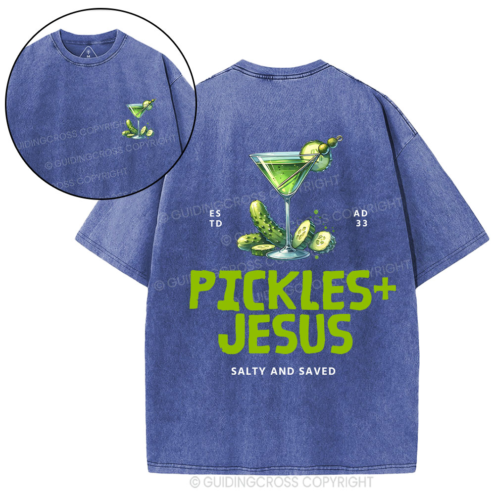 Pickles Jesus Salty And Saved Christian Washed T-shirt