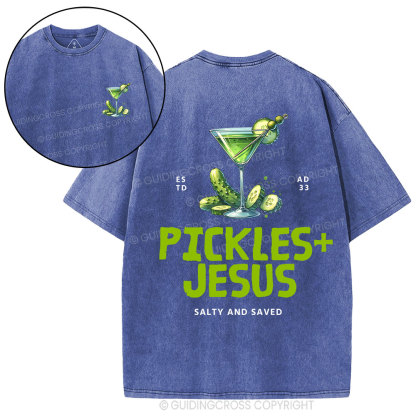 Pickles Jesus Salty And Saved Christian Washed T-shirt