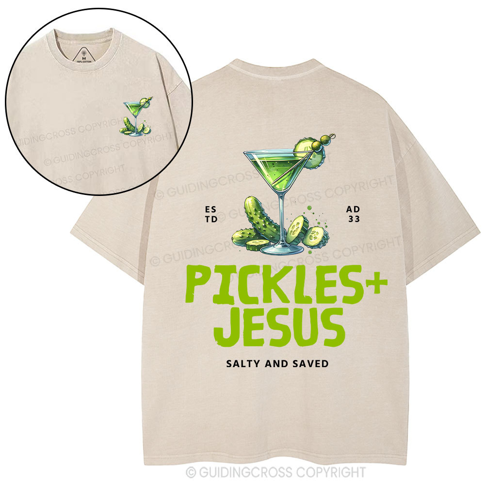 Pickles Jesus Salty And Saved Christian Washed T-shirt