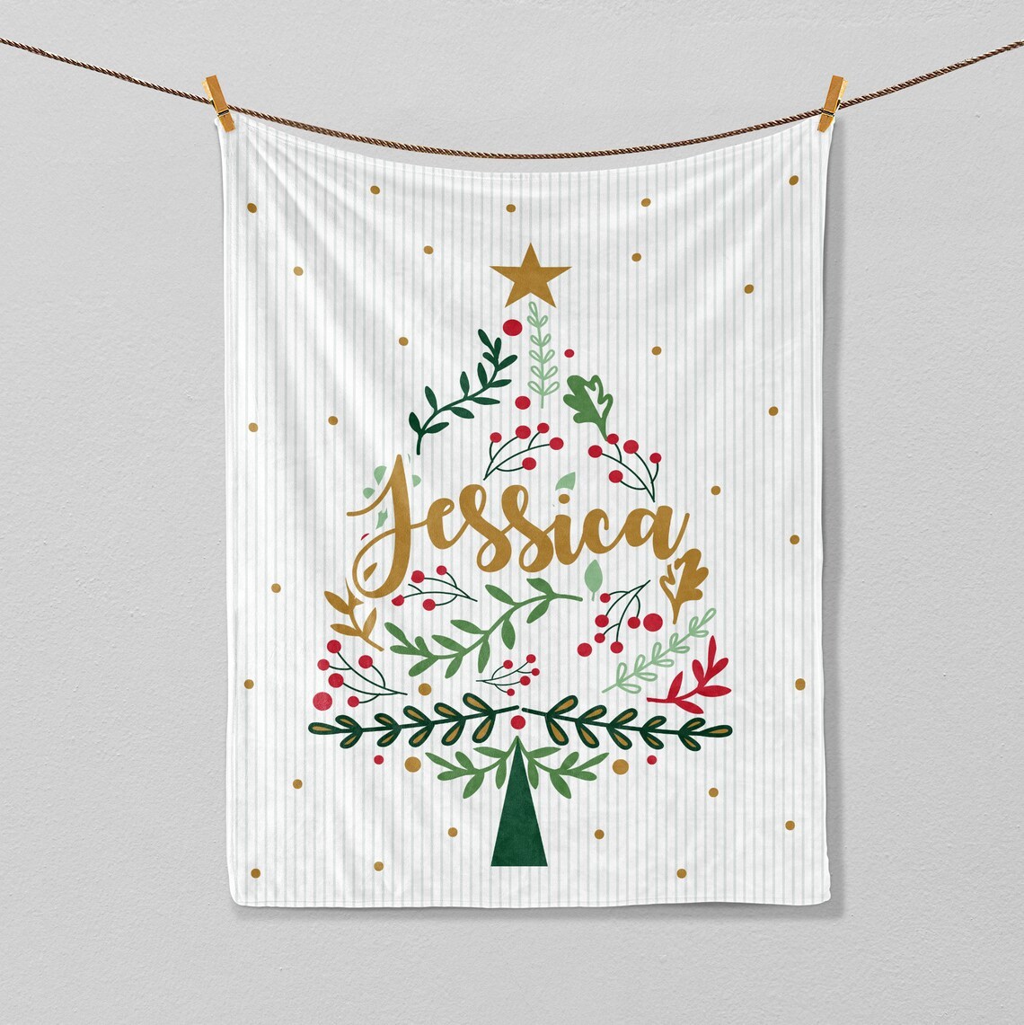 Personalized Christmas Pine Tree Blanket