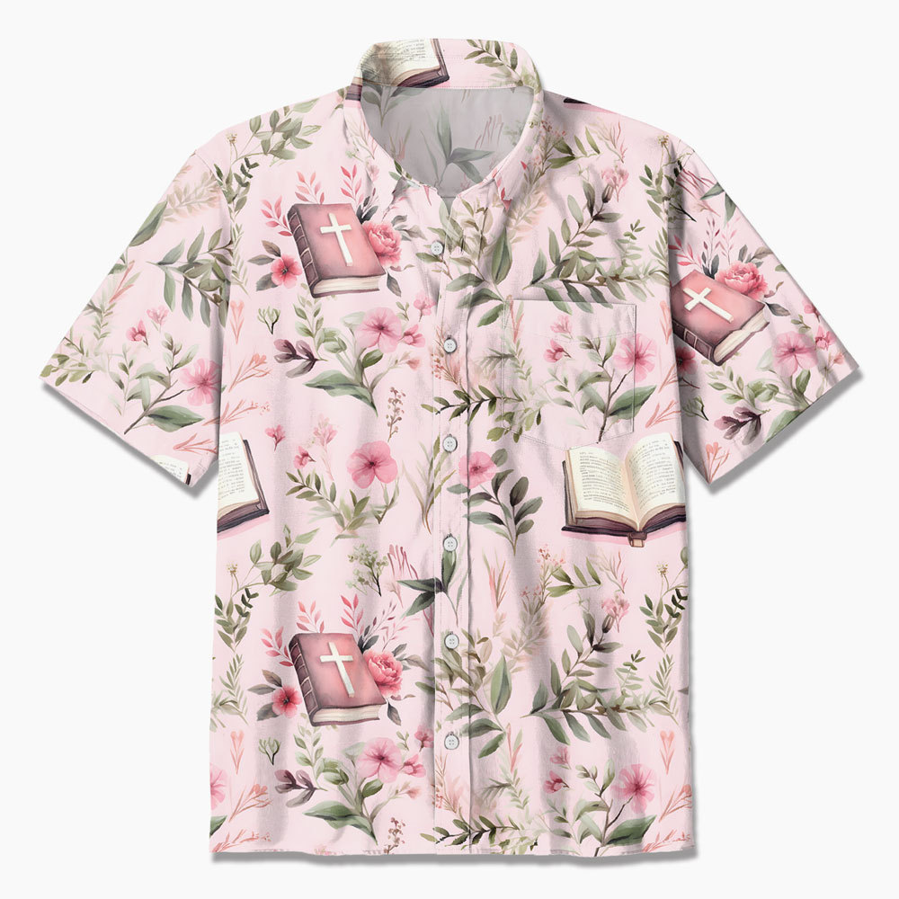 Pink Bible Flower Christian Hawaiian Shirt