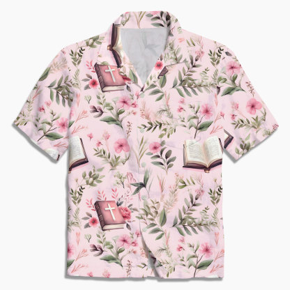 Pink Bible Flower Christian Hawaiian Shirt