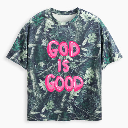 Pink God Is Good Christian Camo T-Shirt