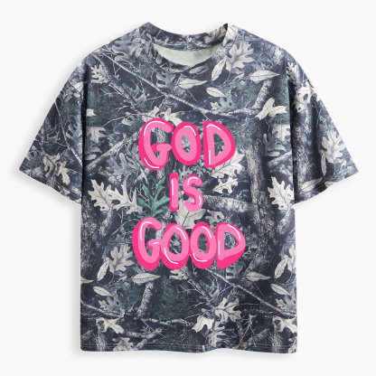 Pink God Is Good Christian Camo T-Shirt