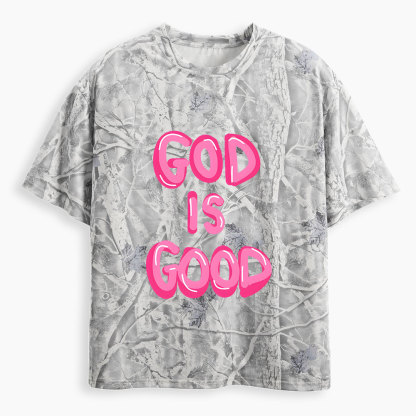 Pink God Is Good Christian Camo T-Shirt