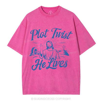 Plot Twist He Lives Christian Washed T-Shirt