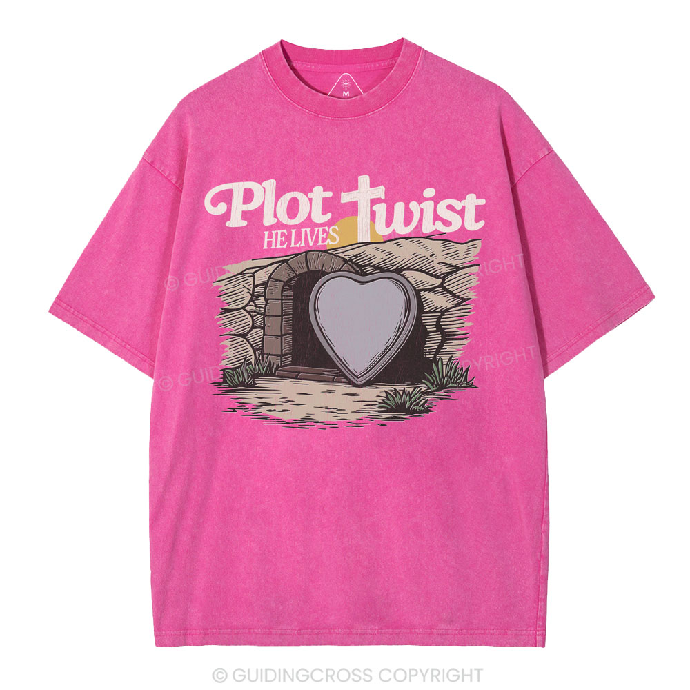 Plot Twist He Lives Christian Washed T-Shirt