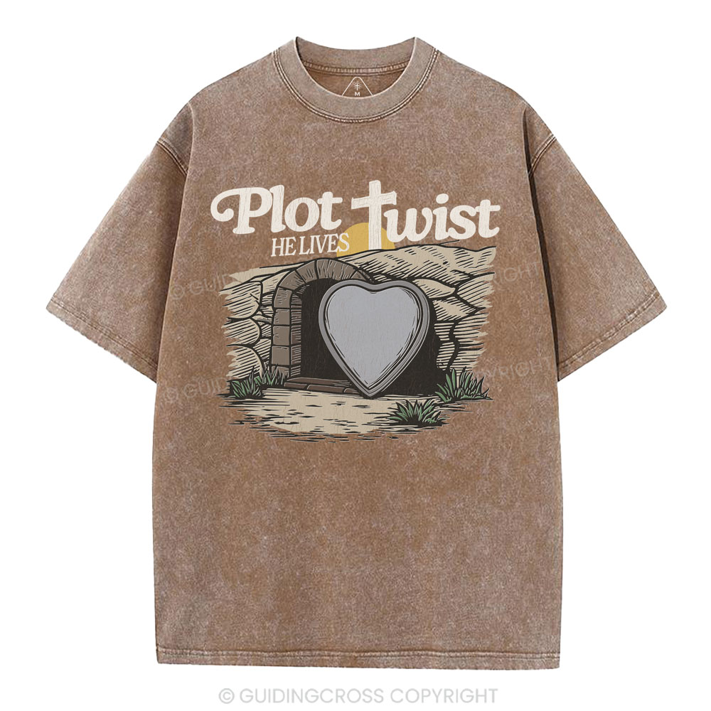 Plot Twist He Lives Christian Washed T-Shirt