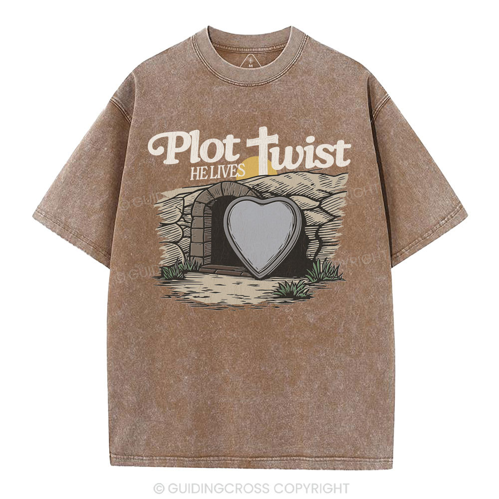 Plot Twist He Lives Christian Washed T-Shirt