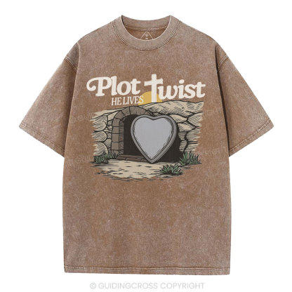 Plot Twist He Lives Christian Washed T-Shirt