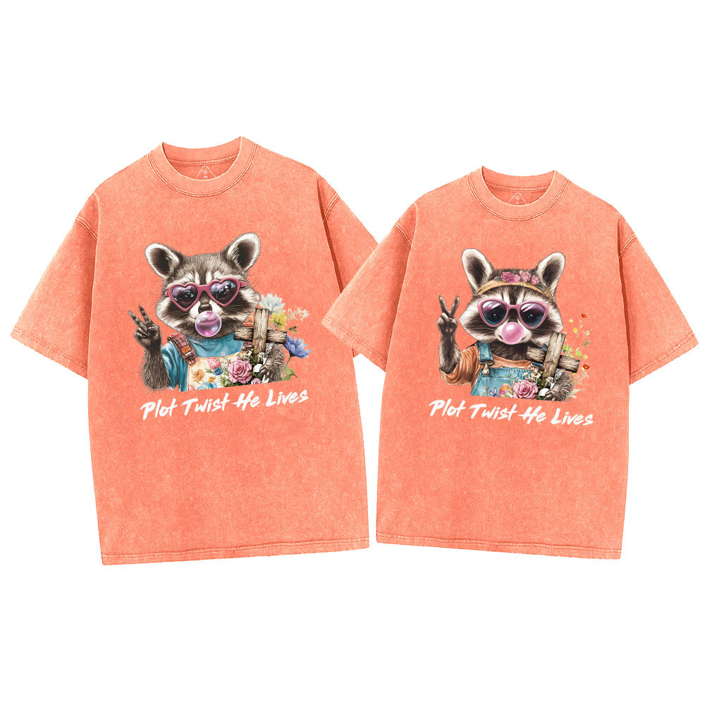 Plot Twist He Lives Christian Washed T-Shirt