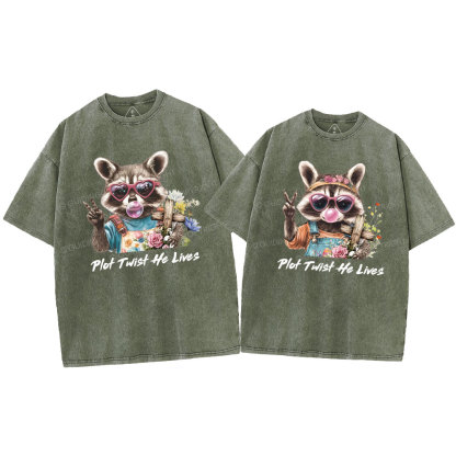 Plot Twist He Lives Christian Washed T-Shirt