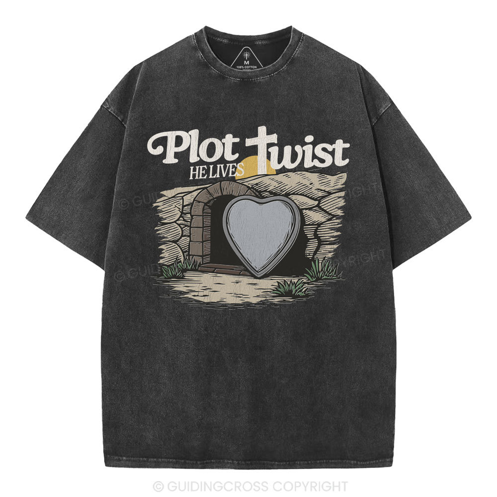 Plot Twist He Lives Christian Washed T-Shirt