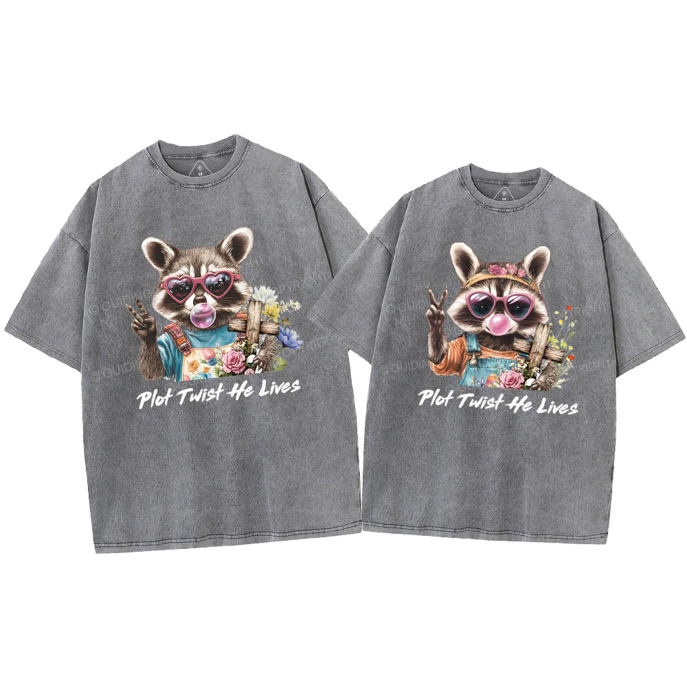 Plot Twist He Lives Christian Washed T-Shirt