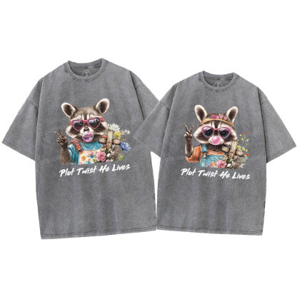 Plot Twist He Lives Christian Washed T-Shirt