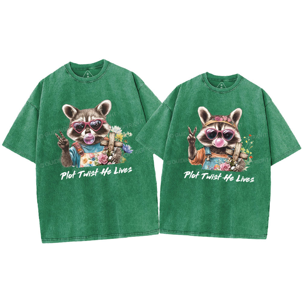 Plot Twist He Lives Christian Washed T-Shirt