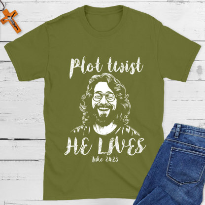 Plot Twist He Lives Vintage Jesus T-Shirt