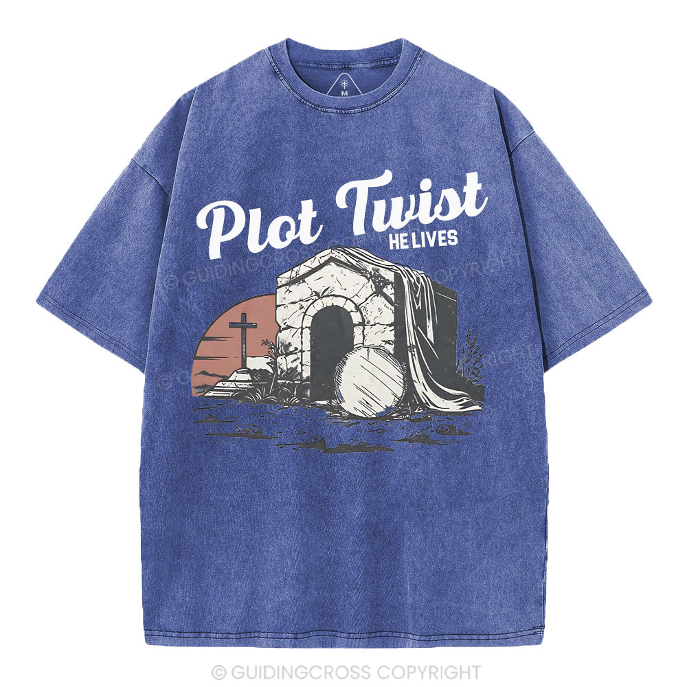Plot Twist He lives Christian Washed T-Shirt
