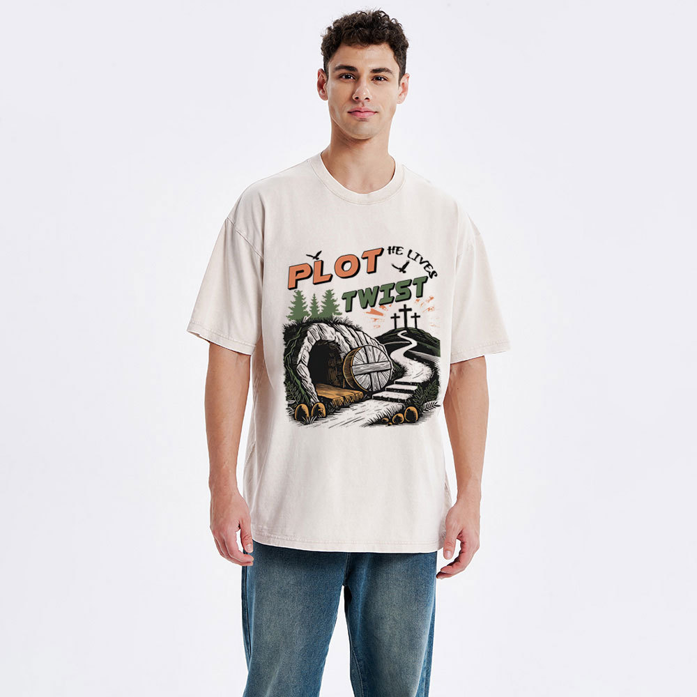 Plot Twist Retro Christian Washed T-Shirt