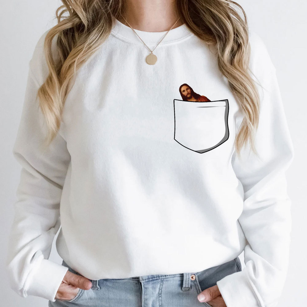 Pocket Peeking Jesus Christian Sweatshirt