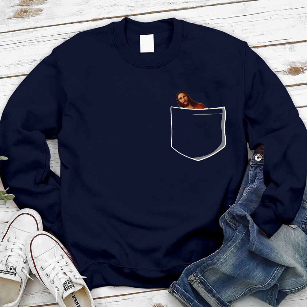 Pocket Peeking Jesus Christian Sweatshirt
