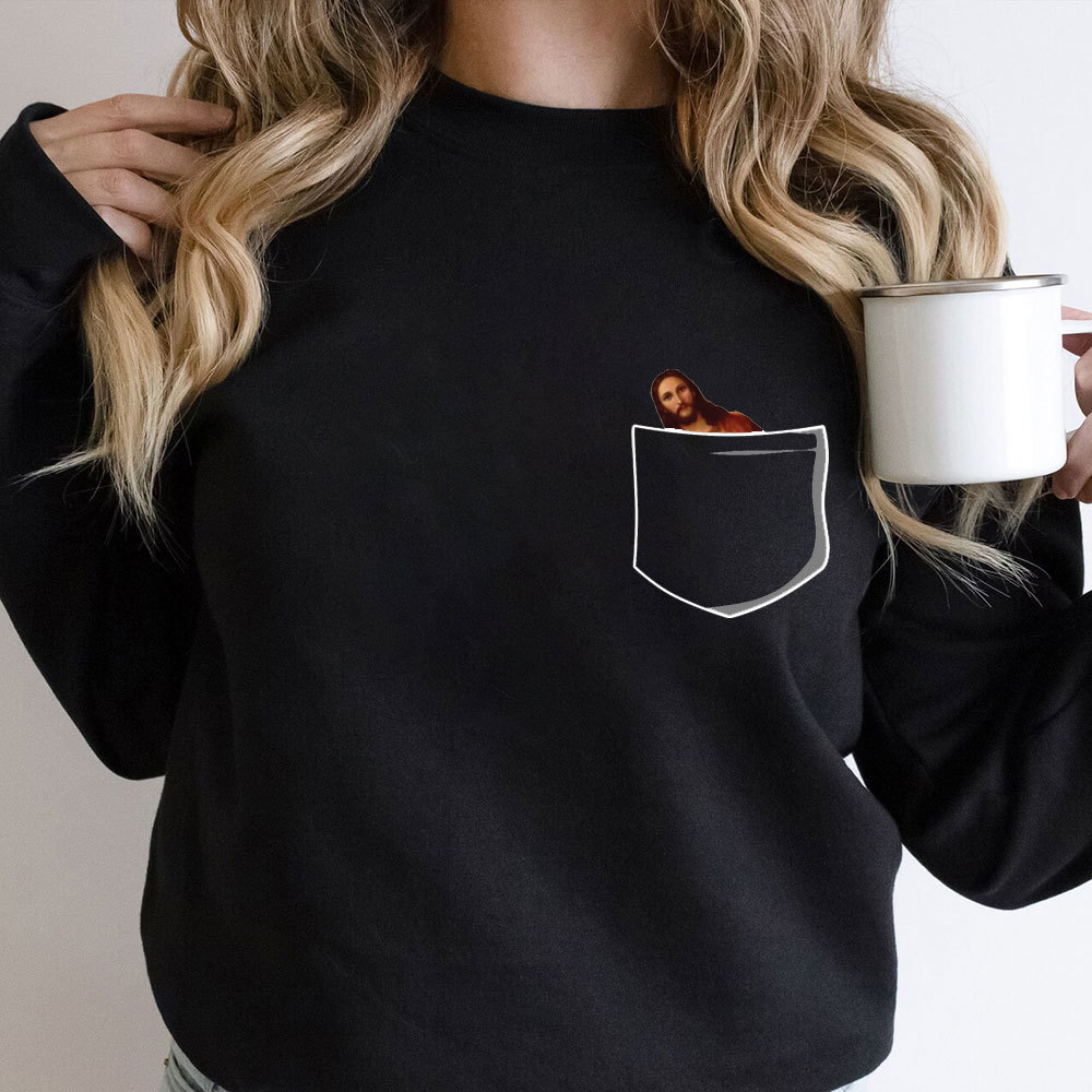 Pocket Peeking Jesus Christian Sweatshirt