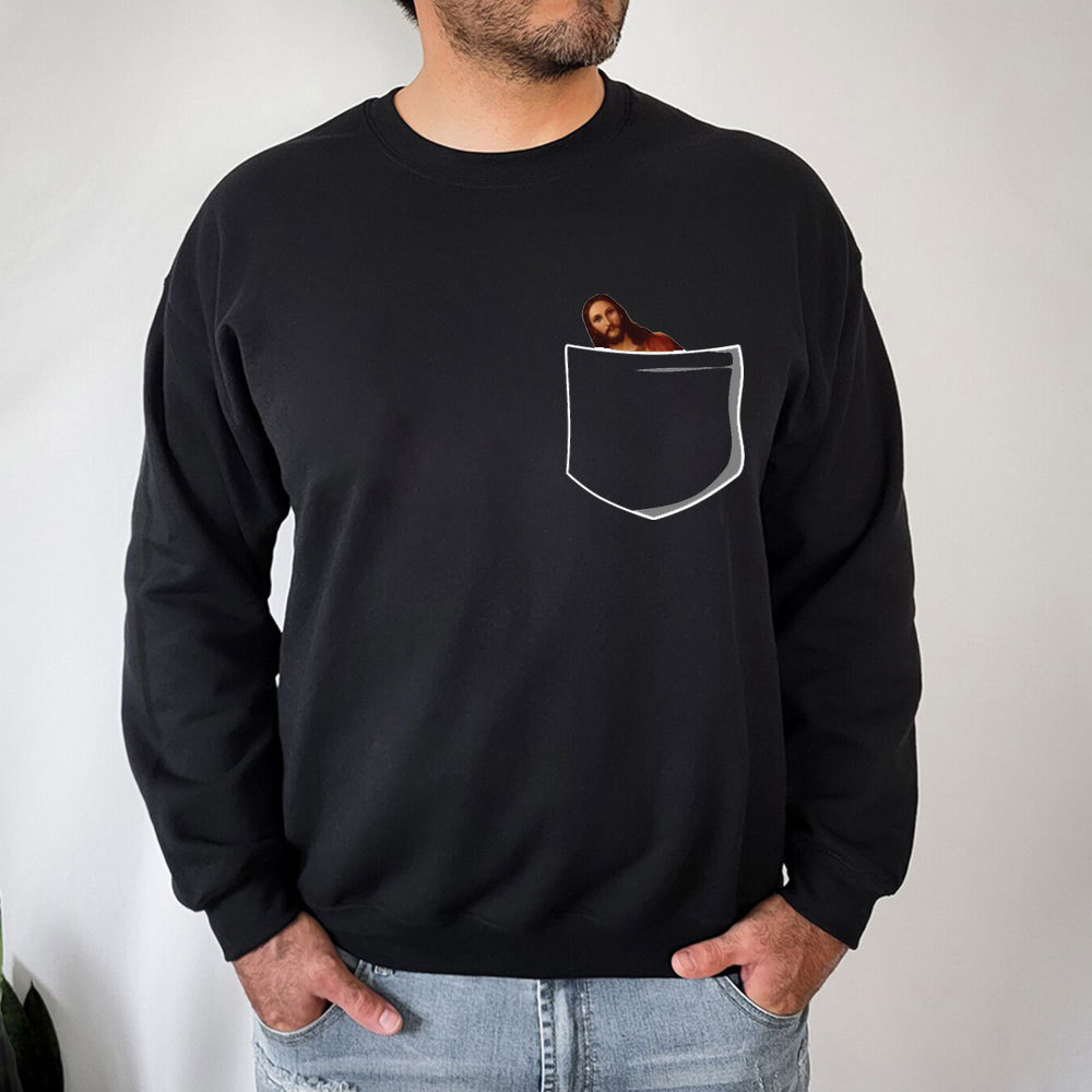 Pocket Peeking Jesus Christian Sweatshirt