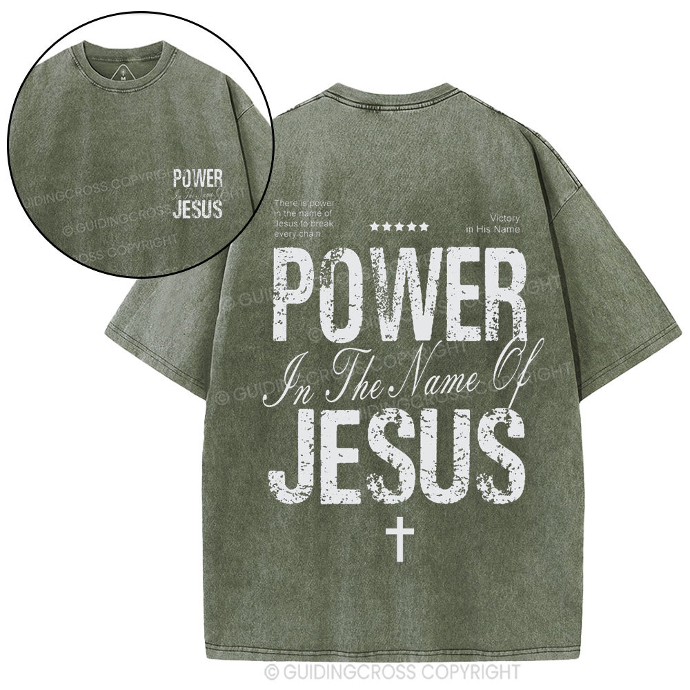 Power In The Name Of Jesus Christian Washed T-Shirt