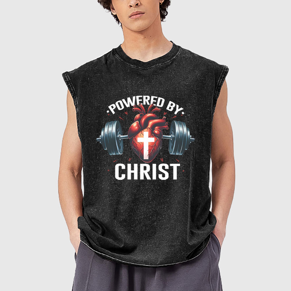 Powered By Chrsit Christian Washed Tank Top