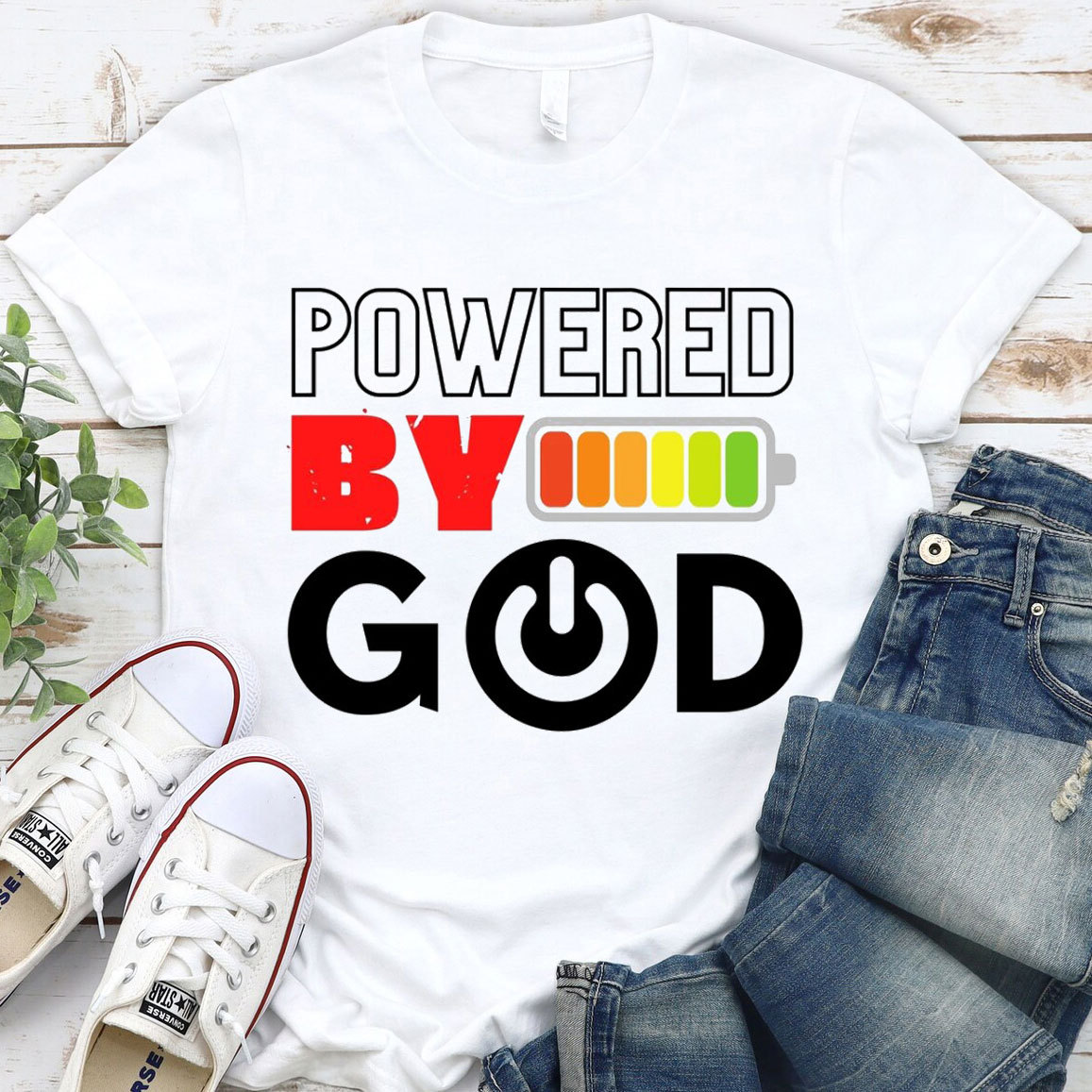 Powered By God Christian T-Shirt