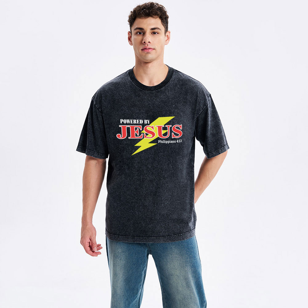 Powered By Jesus Christian Washed T-Shirt