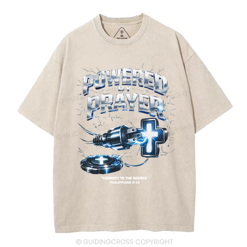 Powered By Prayer Christian Washed T-Shirt