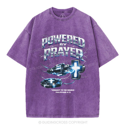 Powered By Prayer Christian Washed T-Shirt