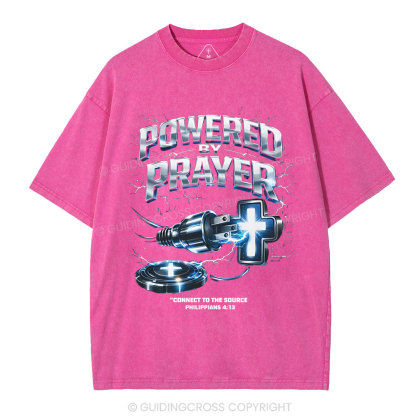 Powered By Prayer Christian Washed T-Shirt