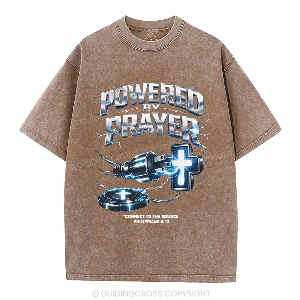 Powered By Prayer Christian Washed T-Shirt