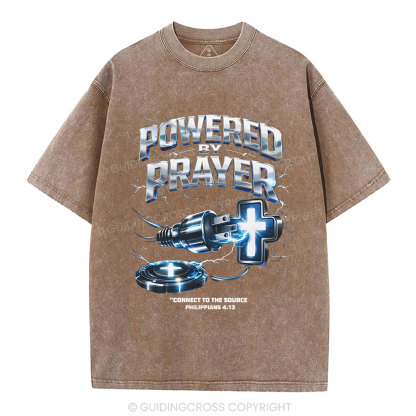 Powered By Prayer Christian Washed T-Shirt