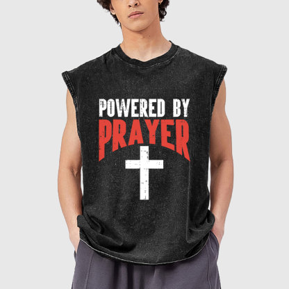 Powered By Prayer Cross God Jesus Christian Tank Top