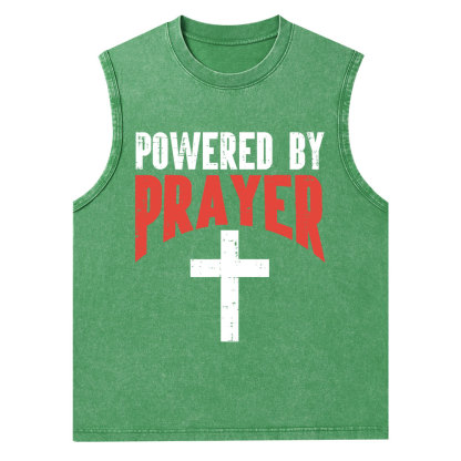 Powered By Prayer Cross God Jesus Christian Tank Top
