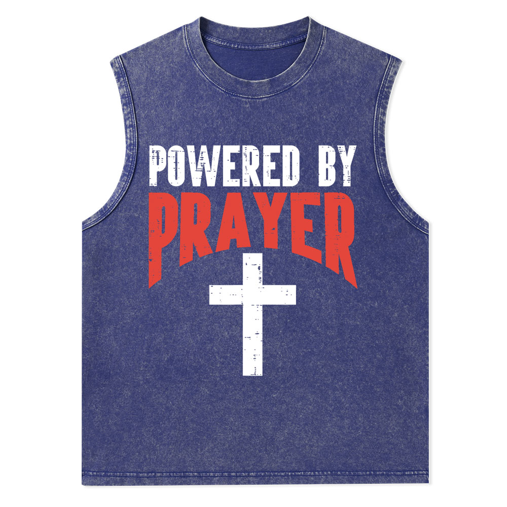 Powered By Prayer Cross God Jesus Christian Tank Top