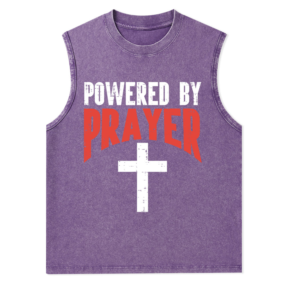 Powered By Prayer Cross God Jesus Christian Tank Top