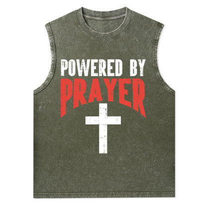 Powered By Prayer Cross God Jesus Christian Tank Top