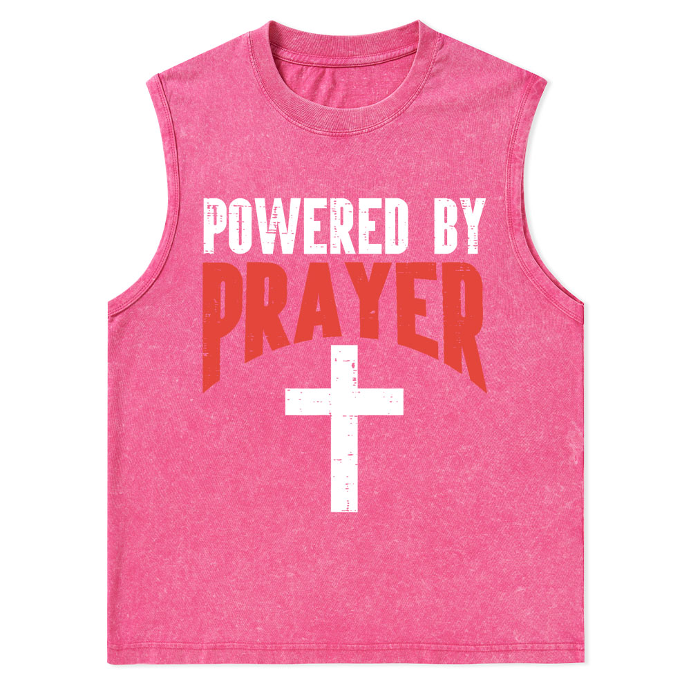 Powered By Prayer Cross God Jesus Christian Tank Top