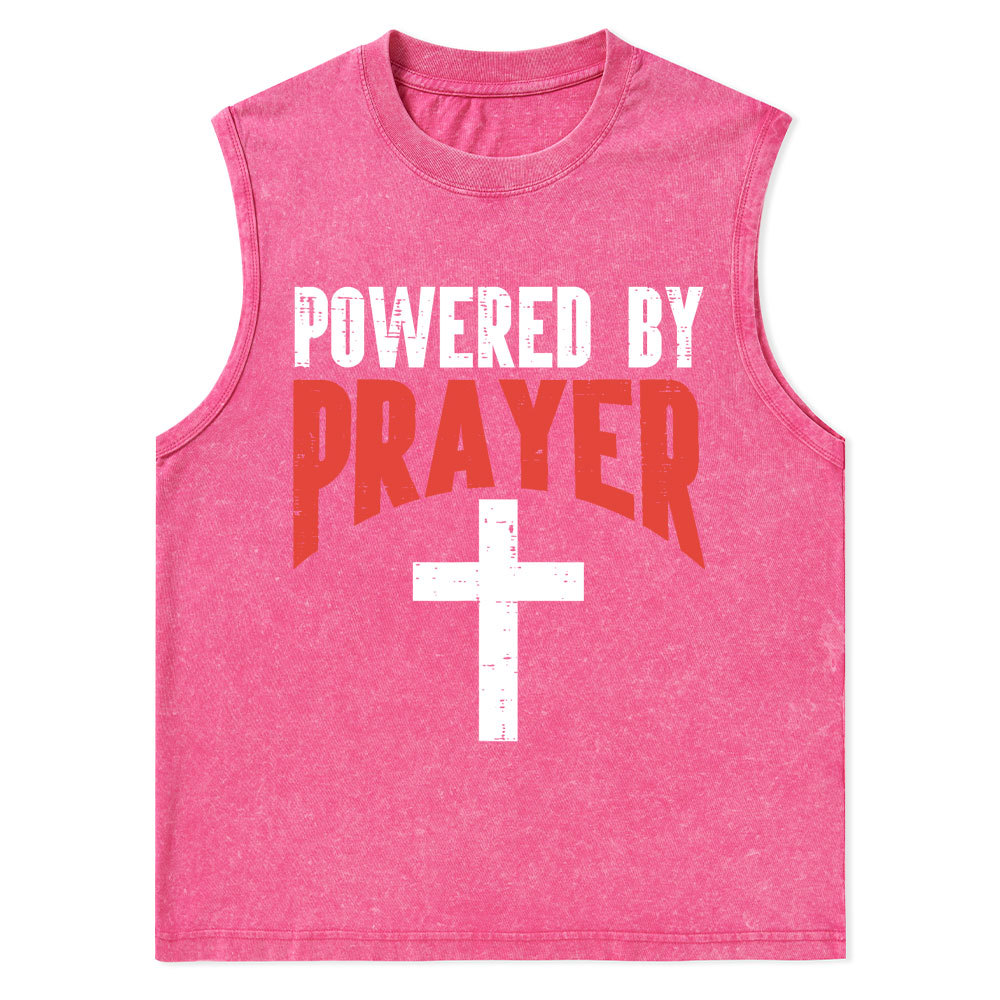 Powered By Prayer Cross God Jesus Christian Tank Top