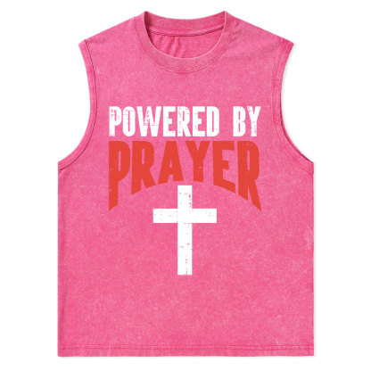 Powered By Prayer Cross God Jesus Christian Tank Top