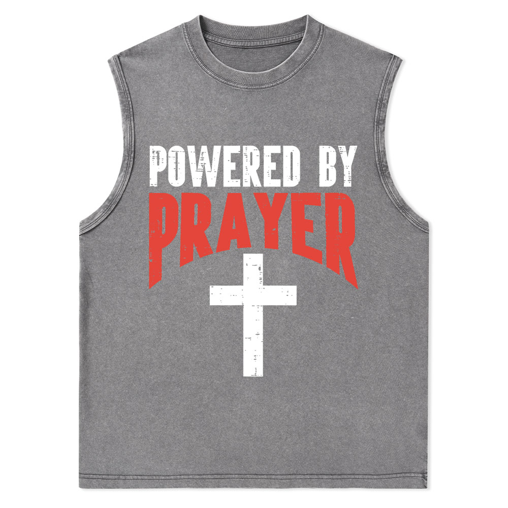 Powered By Prayer Cross God Jesus Christian Tank Top