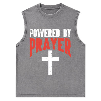 Powered By Prayer Cross God Jesus Christian Tank Top
