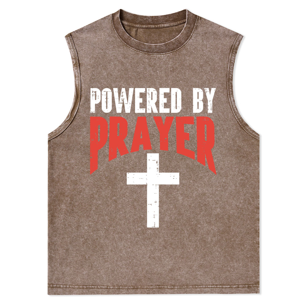 Powered By Prayer Cross God Jesus Christian Tank Top
