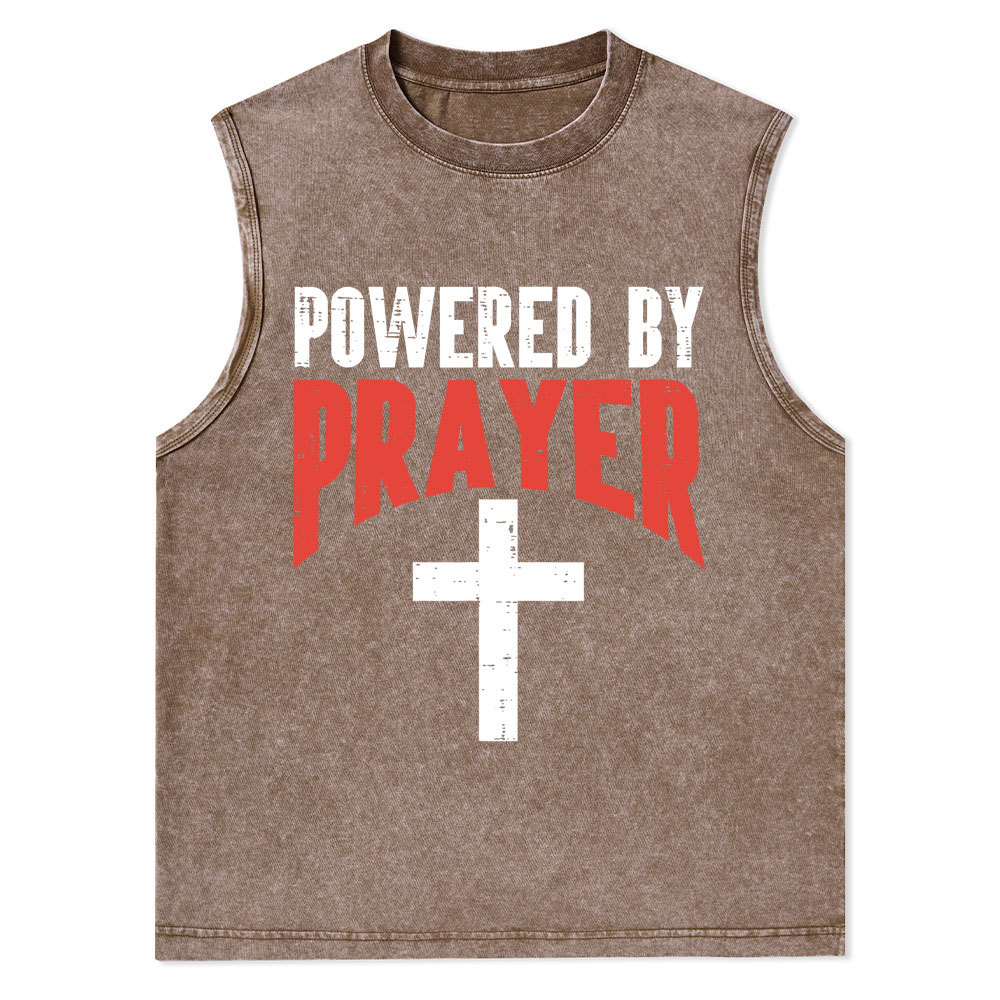 Powered By Prayer Cross God Jesus Christian Tank Top